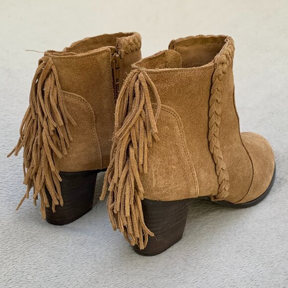 Matisse Lucinda Suede Fringe Block Heel Ankle Booties Sz8 - Picture 8 of 15